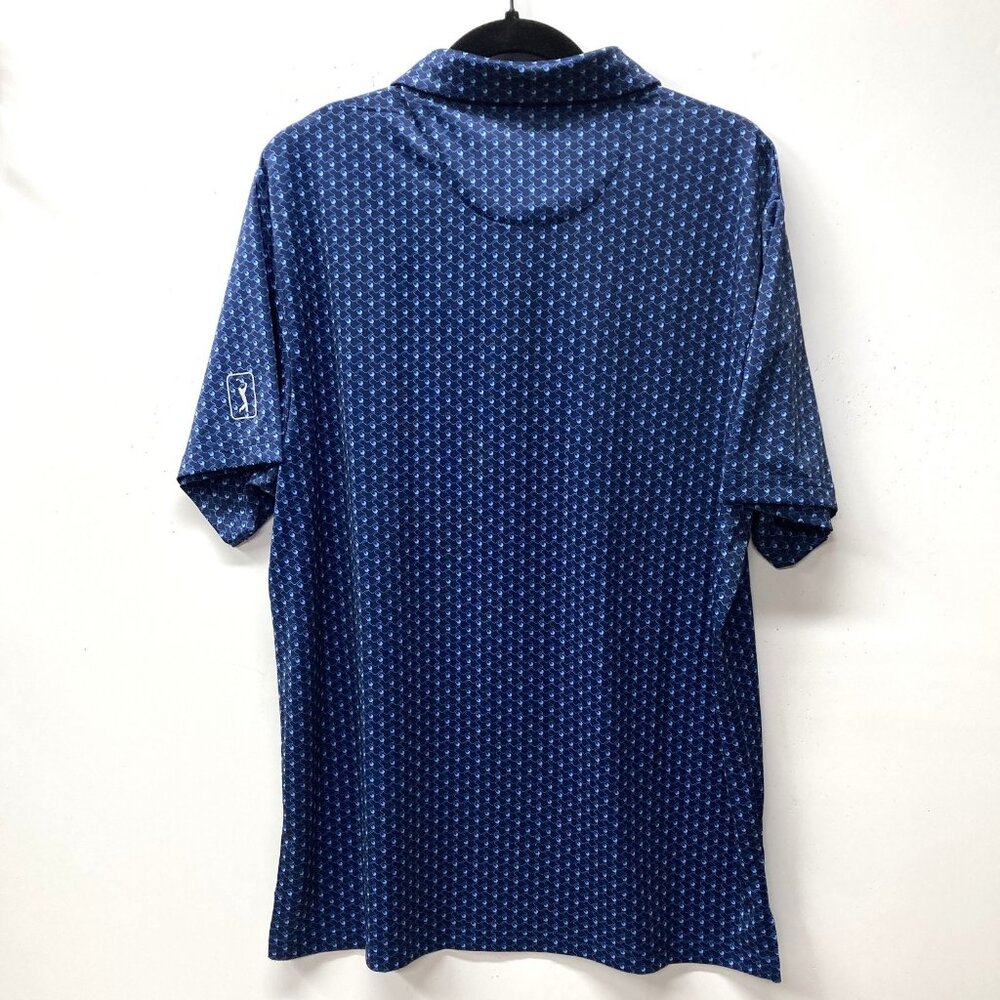 PGA‎ Tour Golf Polo, Men's Size Large, Blue Pattern Athletic Fit Stretch NEW - Picture 7 of 13